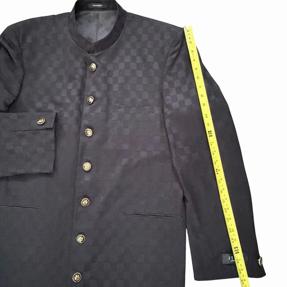 Jive Mens Collection Black Geometric Check Suit Jacket Sport Coat 42L Streetwear